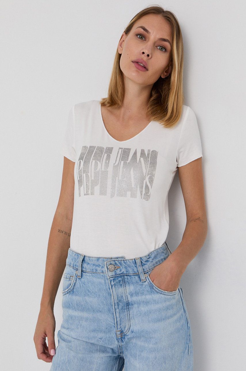 Pepe Jeans T-shirt Pana damski kolor biały