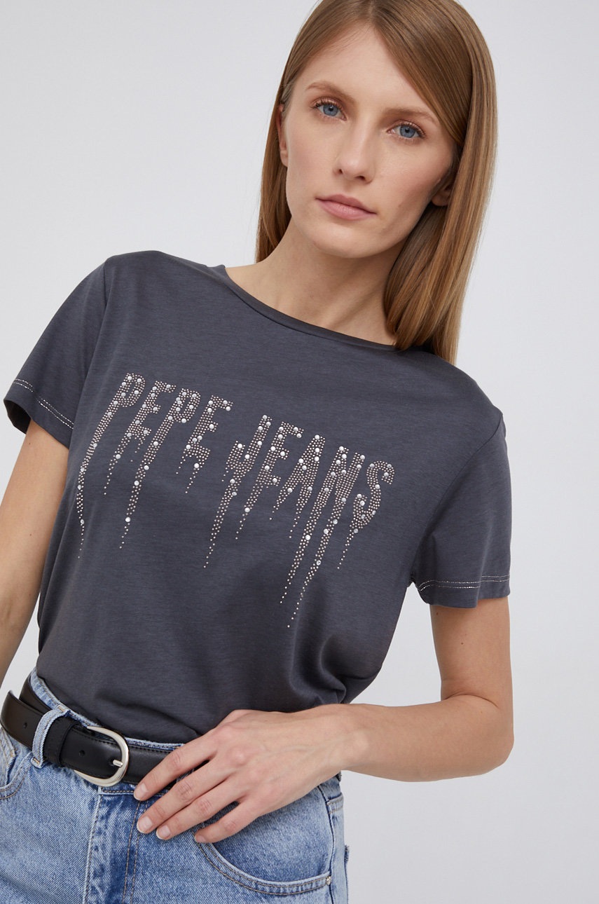 

Тениска Pepe Jeans дамска в сиво, Сив