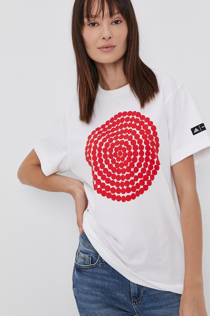 

Бавовняна футболка adidas Performance x Marimekko колір білий