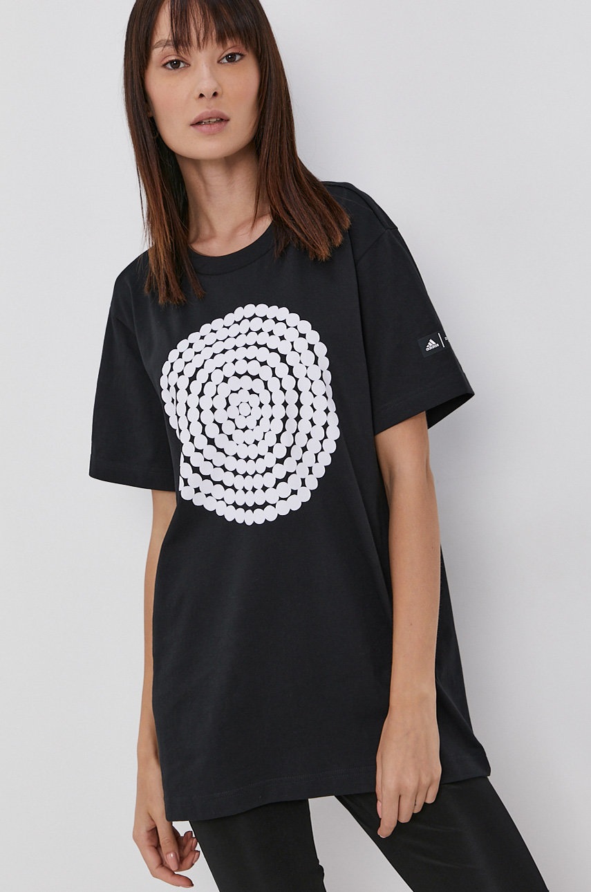 

Хлопковая футболка adidas Performance x Marimekko цвет чёрный