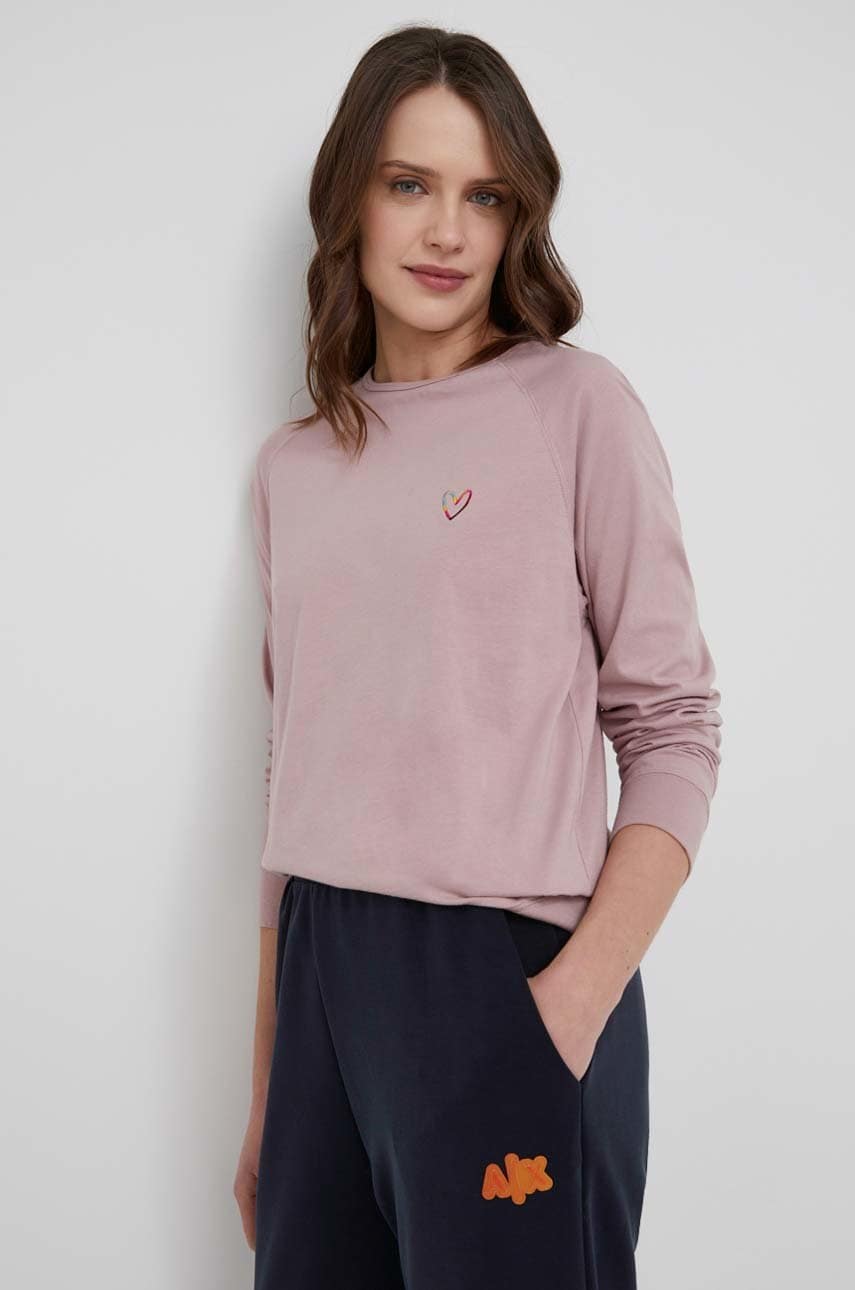 Paul smith longsleeve din bumbac culoarea roz