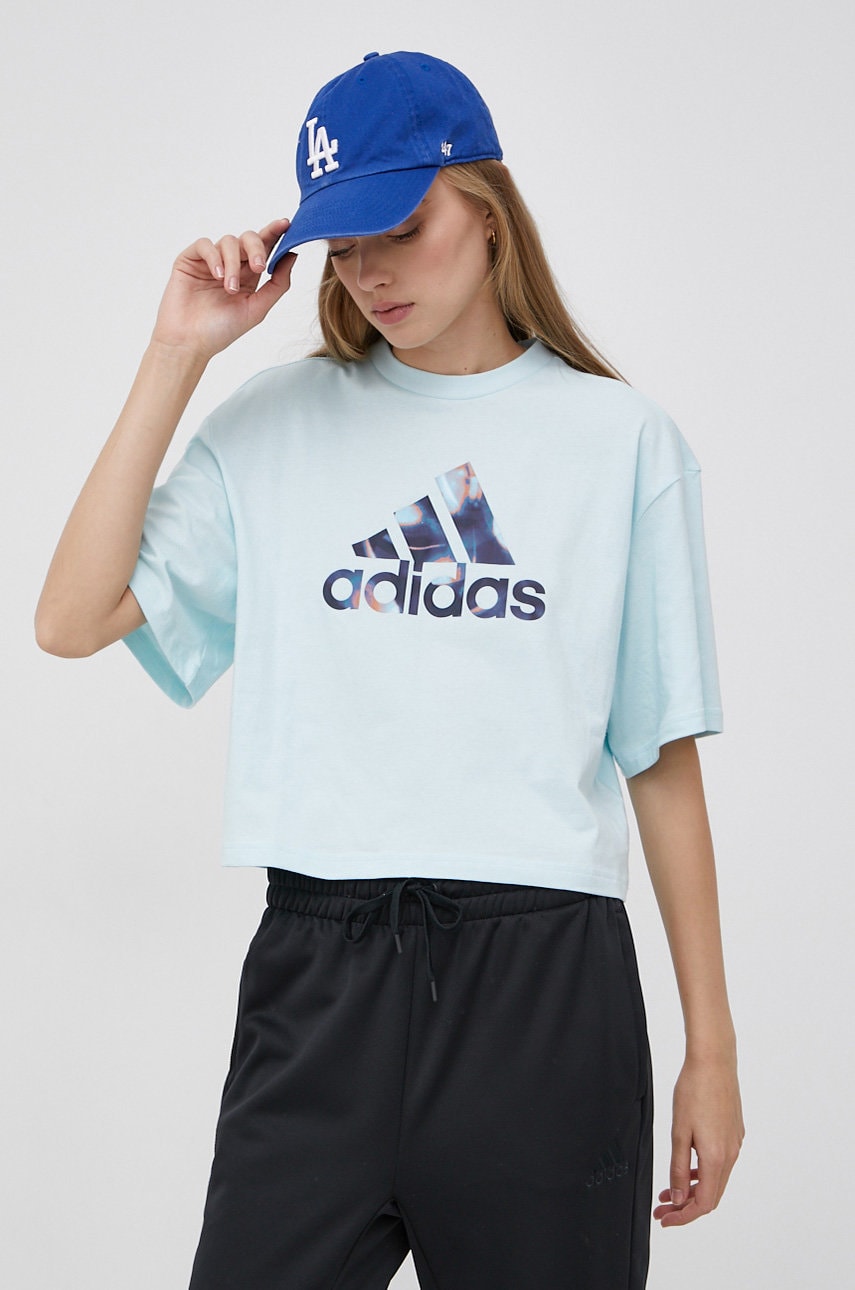Adidas tricou din bumbac culoarea verde