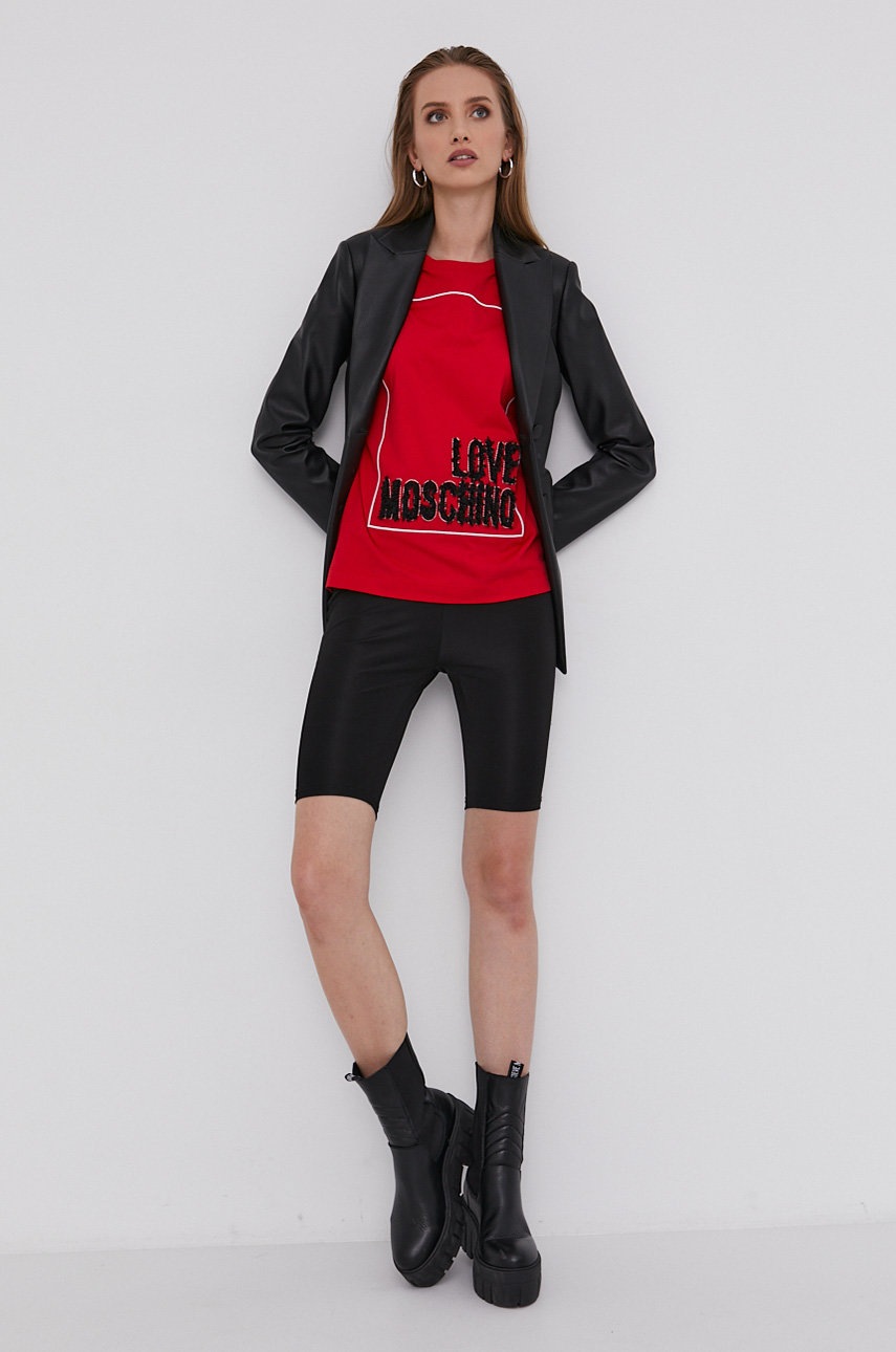 

Бавовняна футболка Love Moschino колір червоний