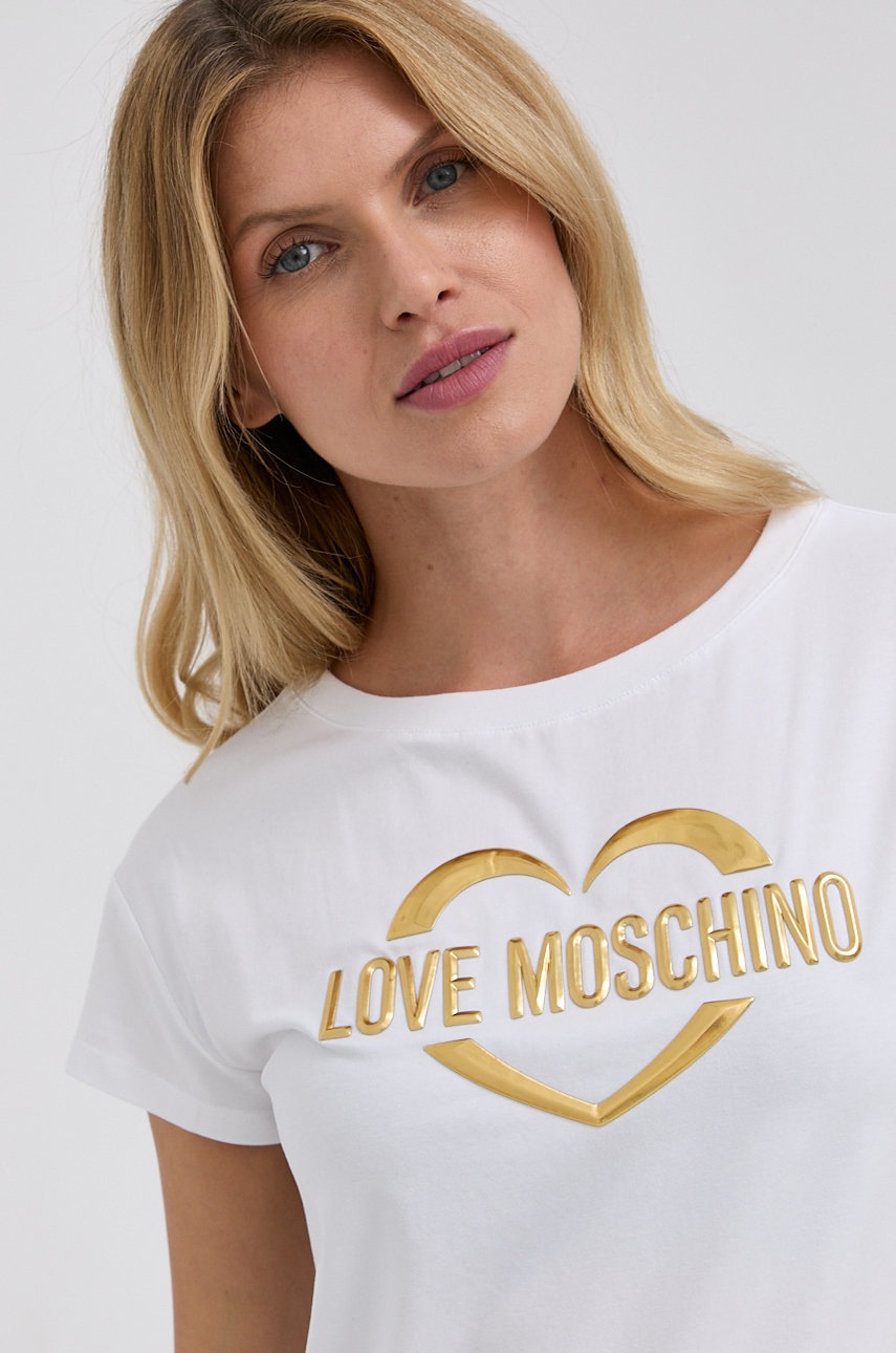 

Тениска Love Moschino дамска в бяло, Бял