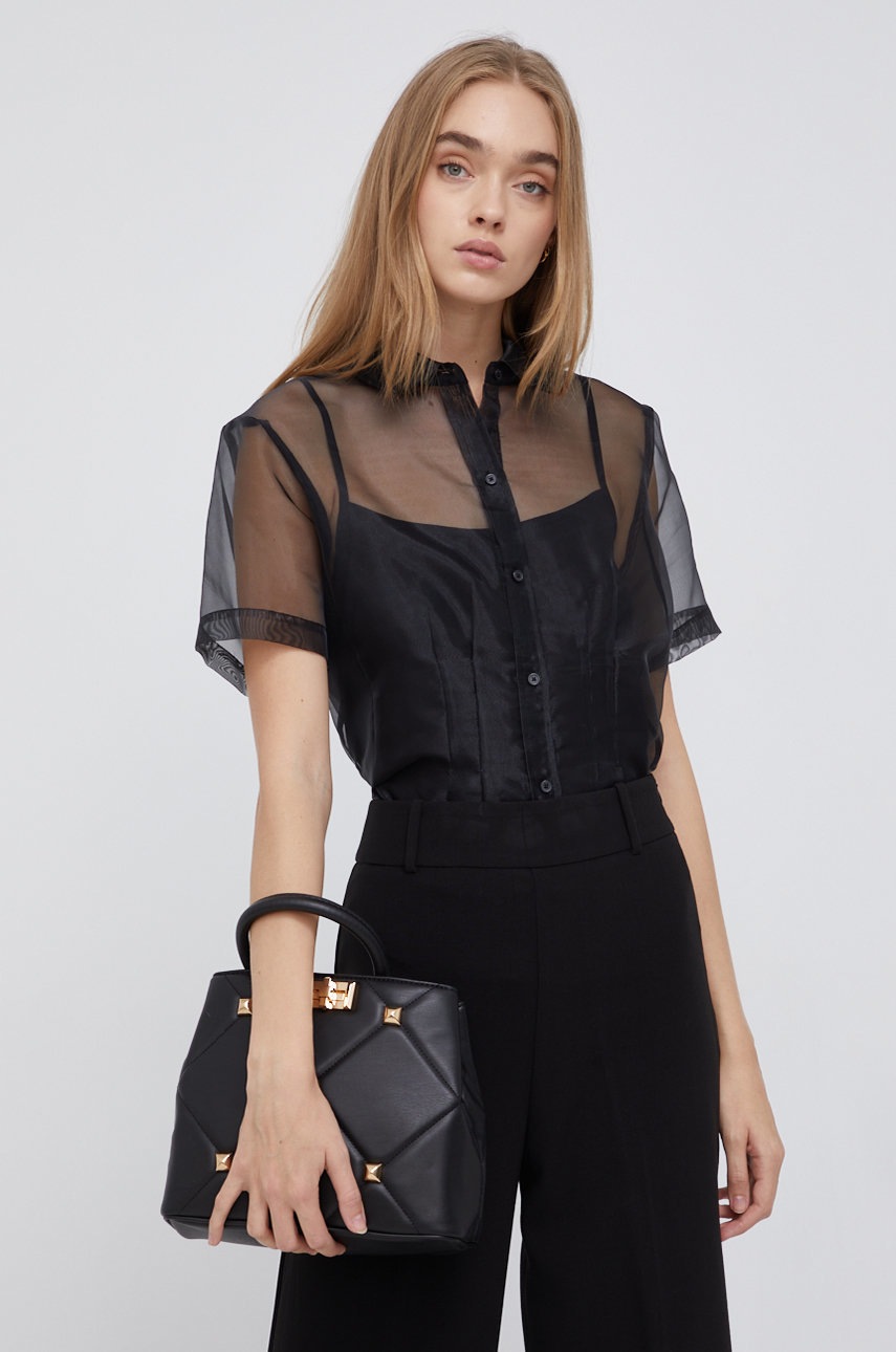 

Риза Dkny дамска в черно, Черен
