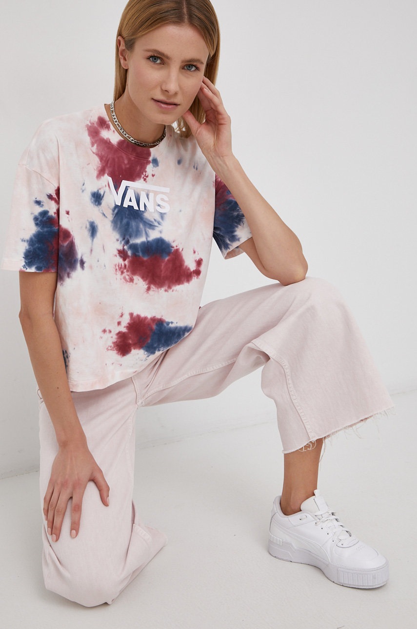

Памучна тениска Vans в розово, Розов
