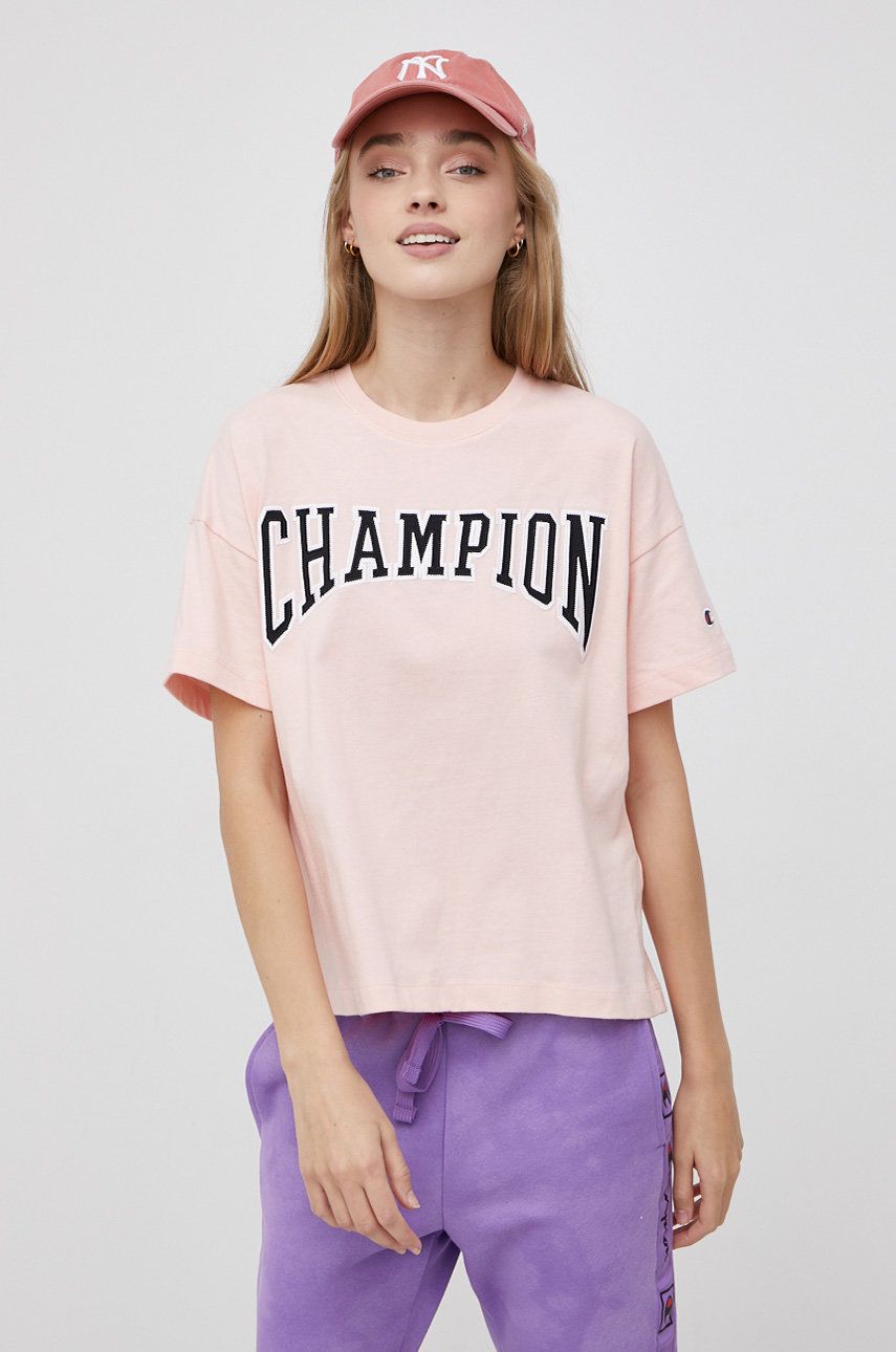 Champion T-shirt bawełniany kolor różowy