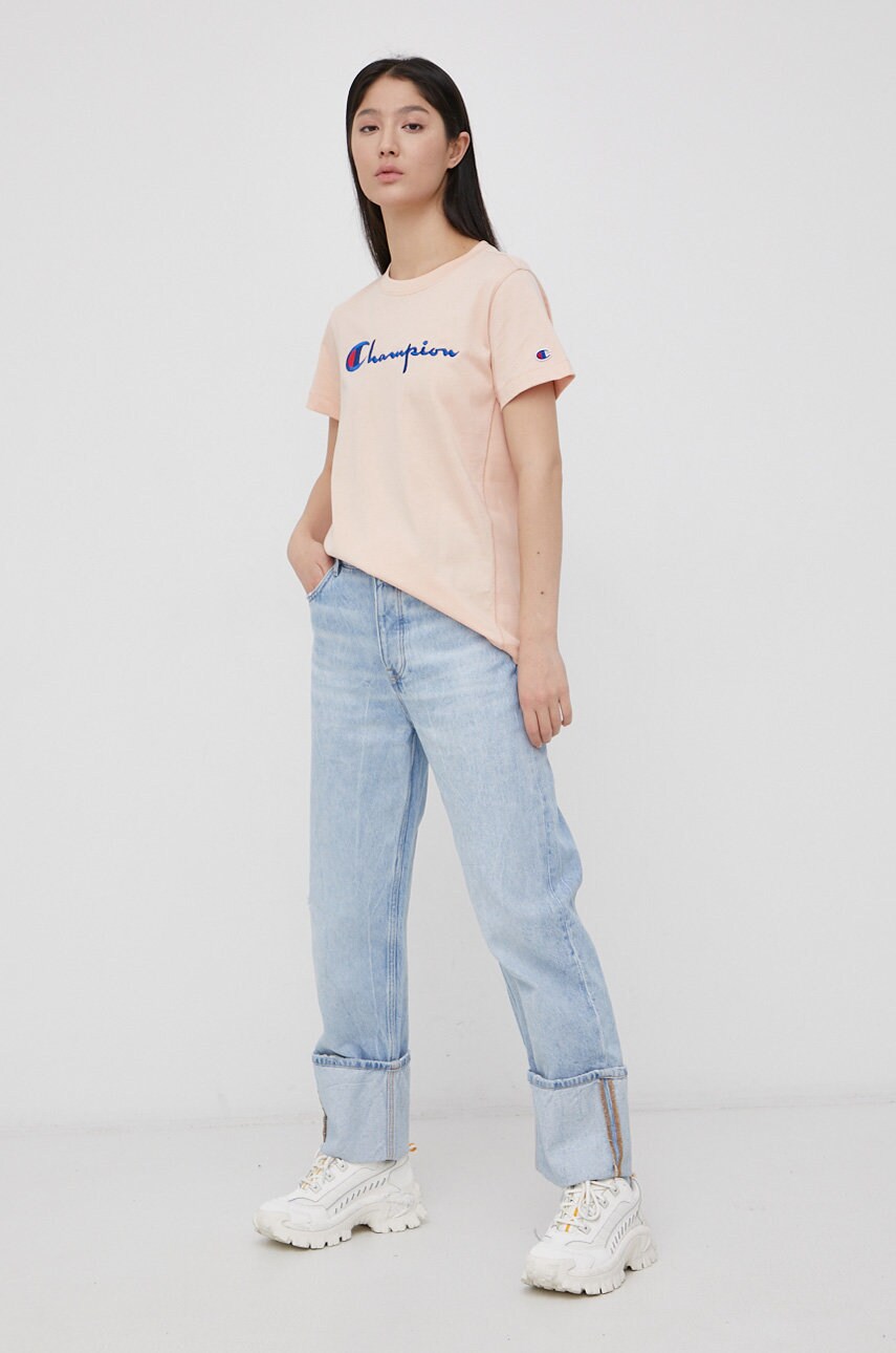 Champion tricou din bumbac 114128 culoarea roz