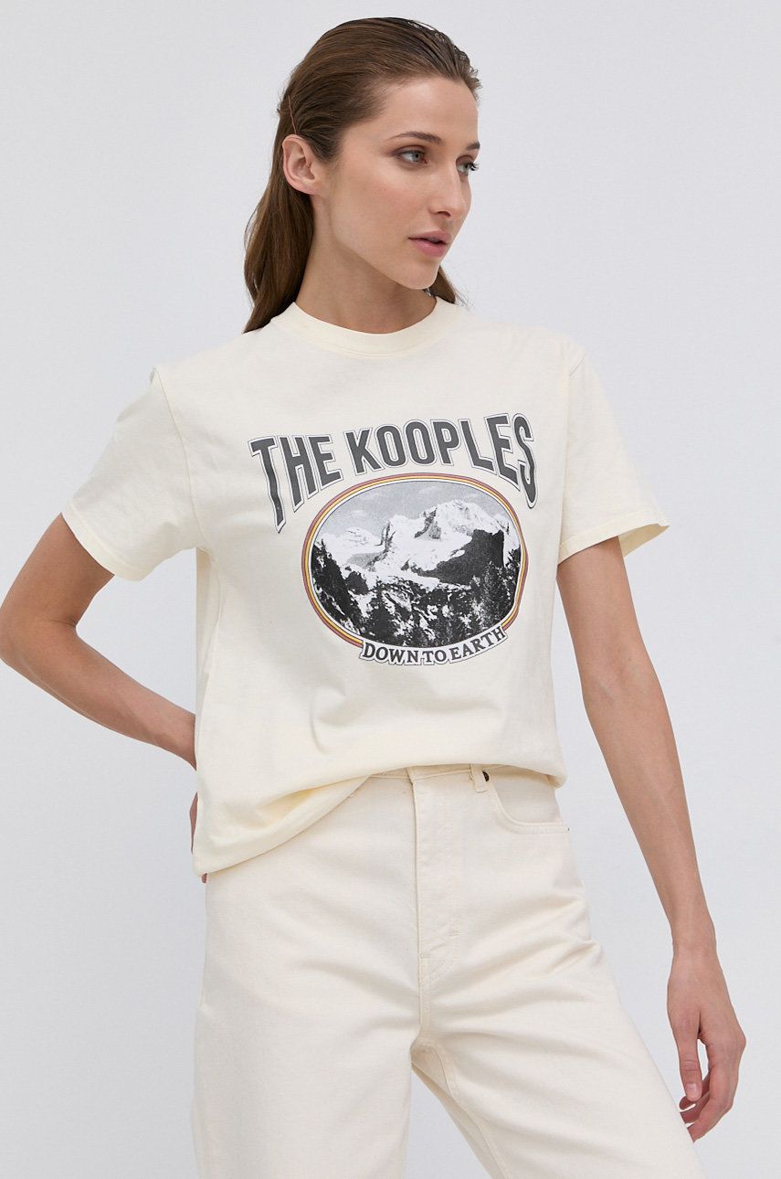 The Kooples T-shirt bawełniany kolor kremowy