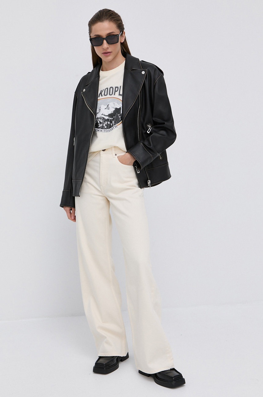 

Бавовняна футболка The Kooples колір кремовий