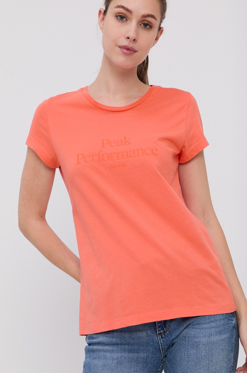 Peak Performance Tricou din bumbac culoarea portocaliu