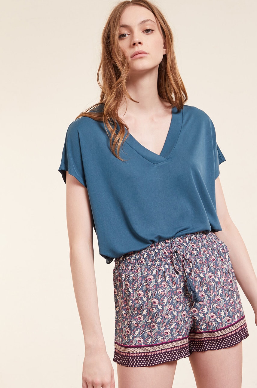Etam Tricou de pijama Sloan femei, culoarea turcoaz