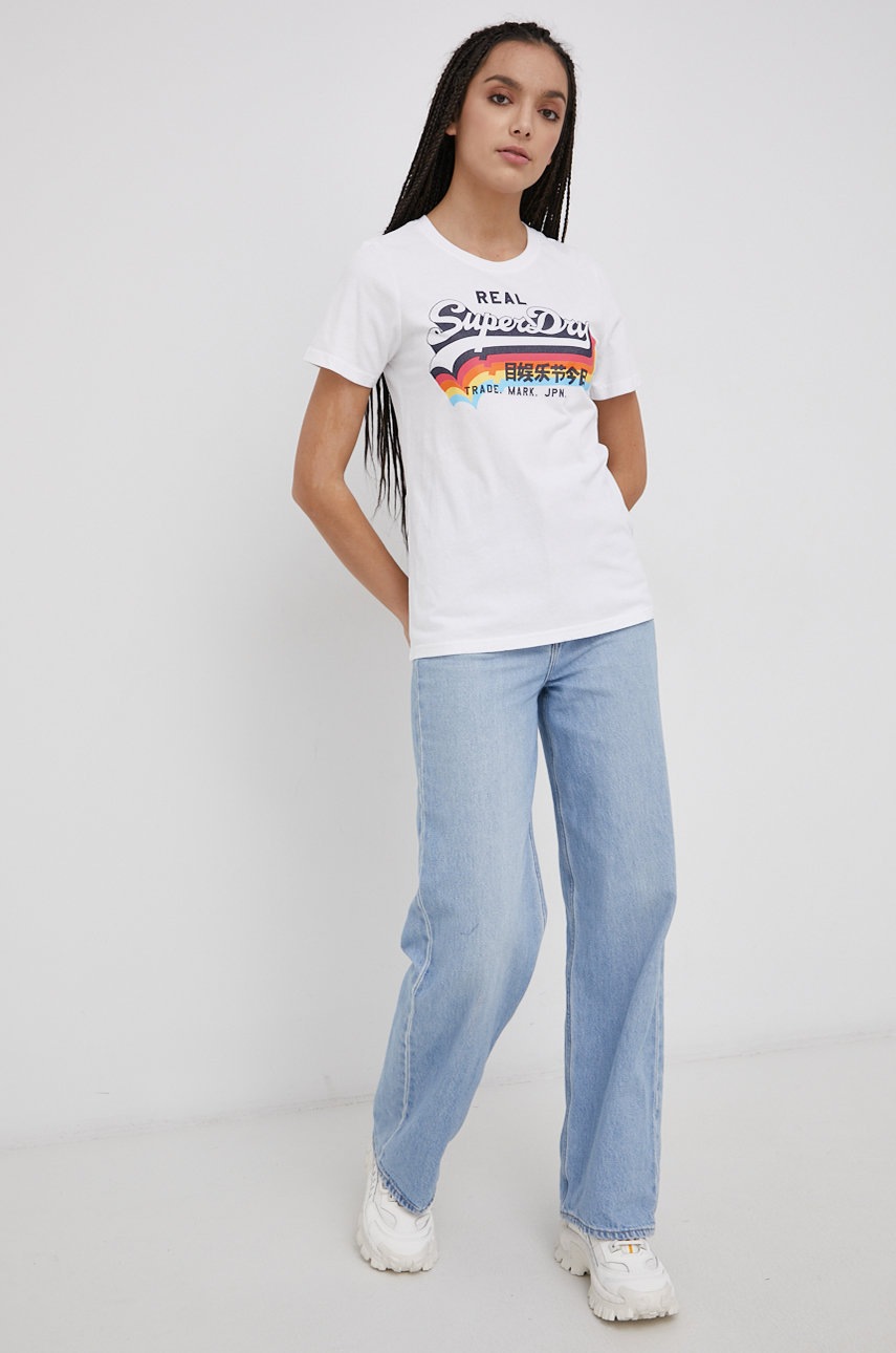 

Хлопковая футболка Superdry цвет белый