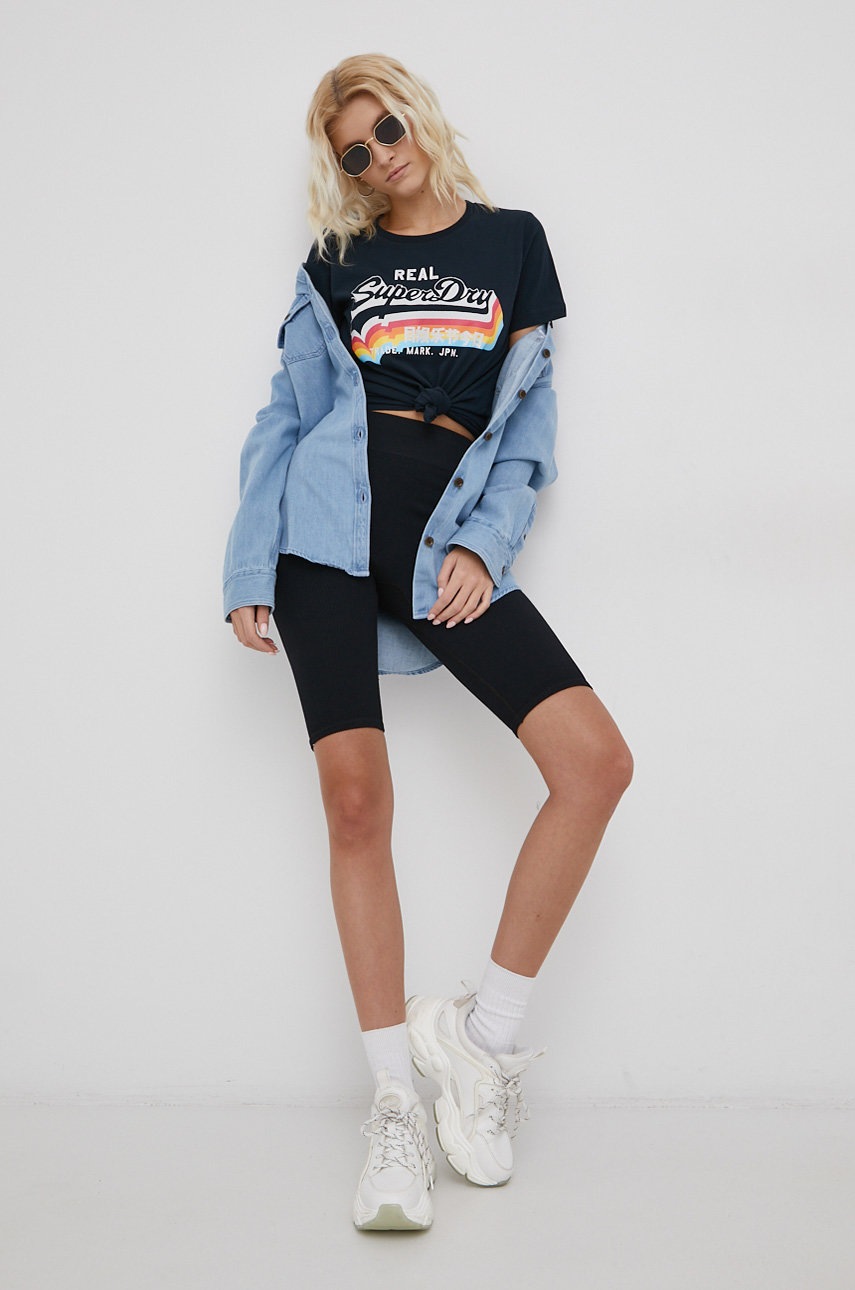 

Бавовняна футболка Superdry колір синій