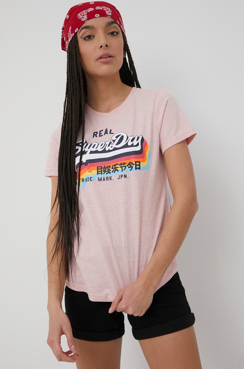 

Тениска Superdry дамски в розово, Розов