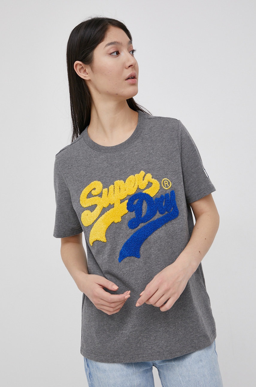 

Тениска Superdry дамска в сиво, Сив