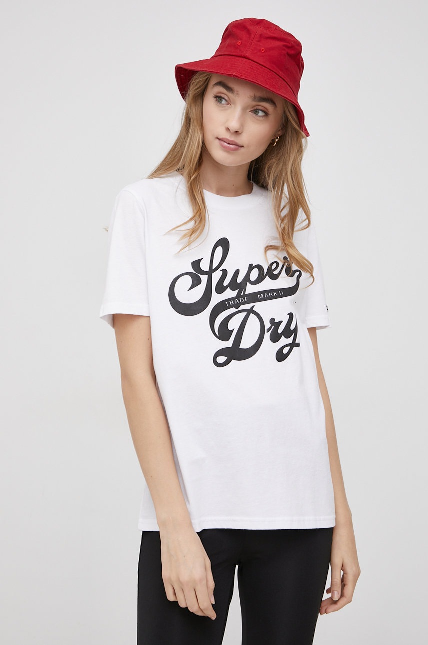 

Хлопковая футболка Superdry цвет белый