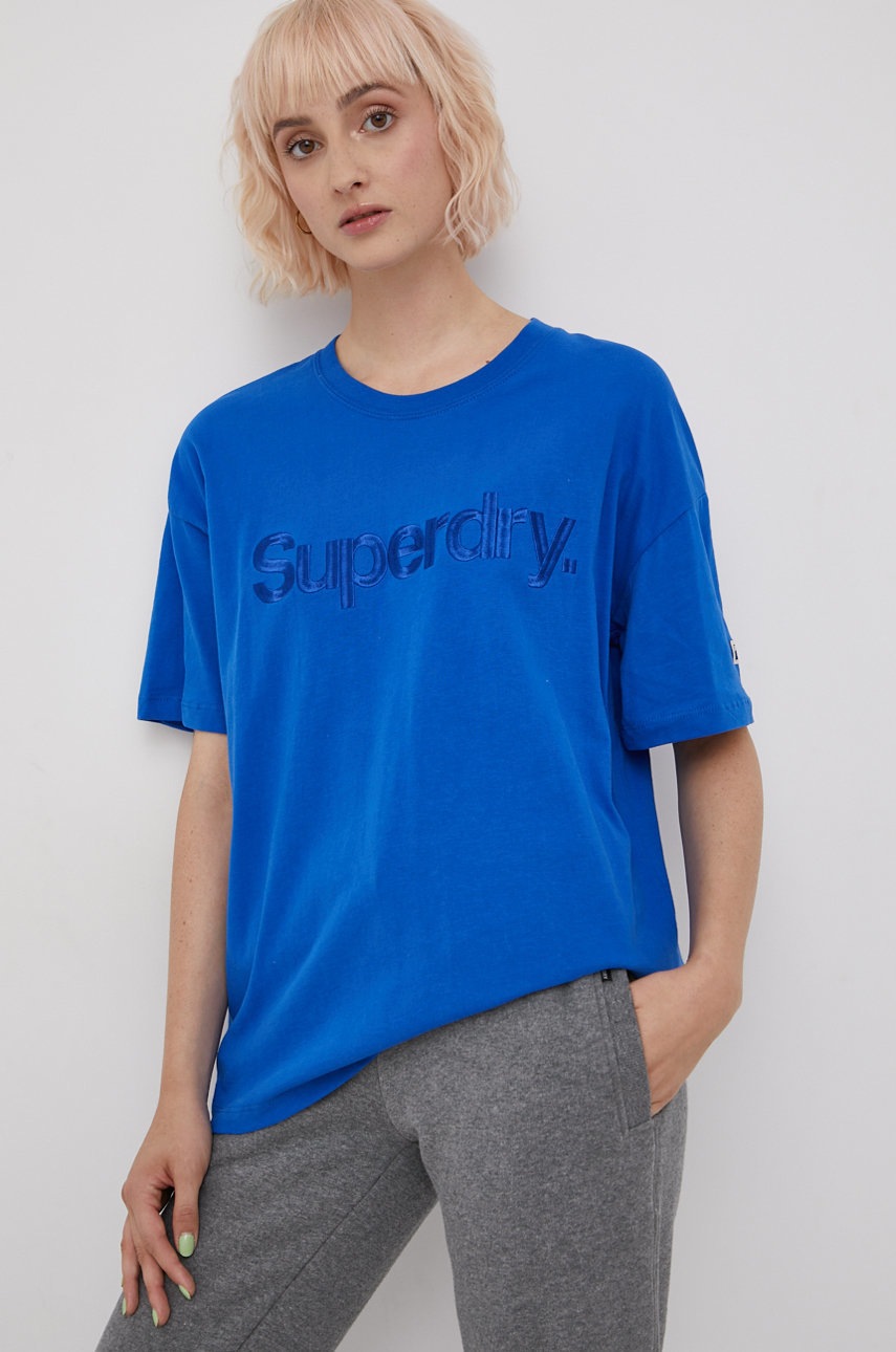 

Памучна тениска Superdry, Син