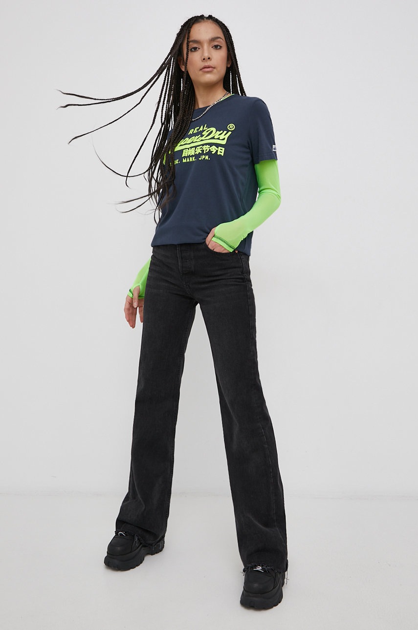 

Памучна тениска Superdry в тъмносиньо, Тъмносин