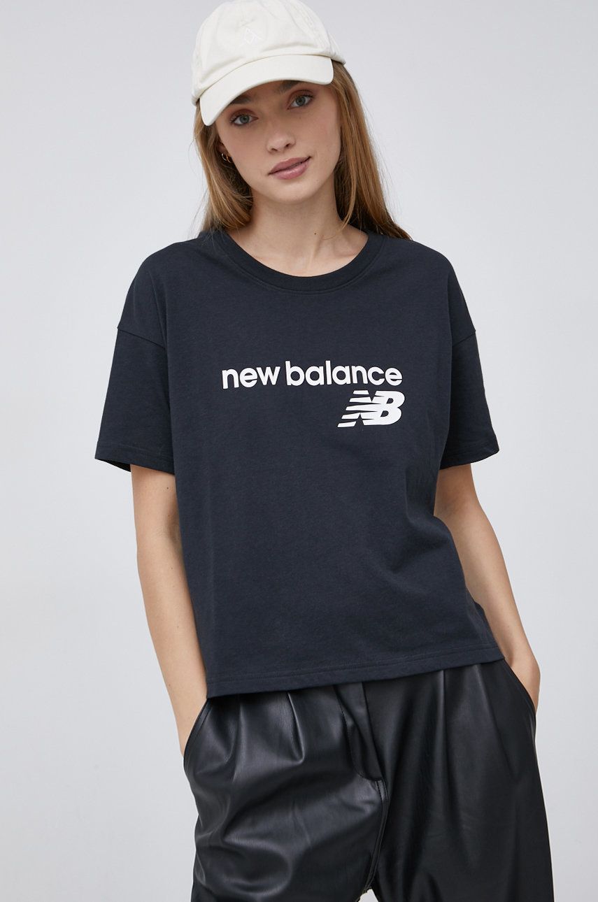 New Balance T-shirt WT03805BK damski kolor czarny