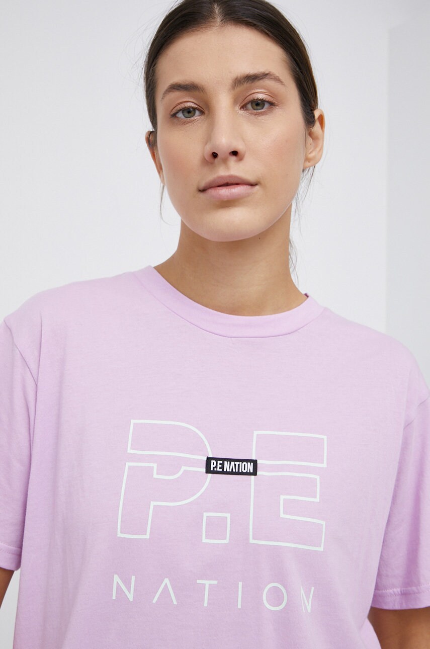 P.e nation tricou din bumbac culoarea violet