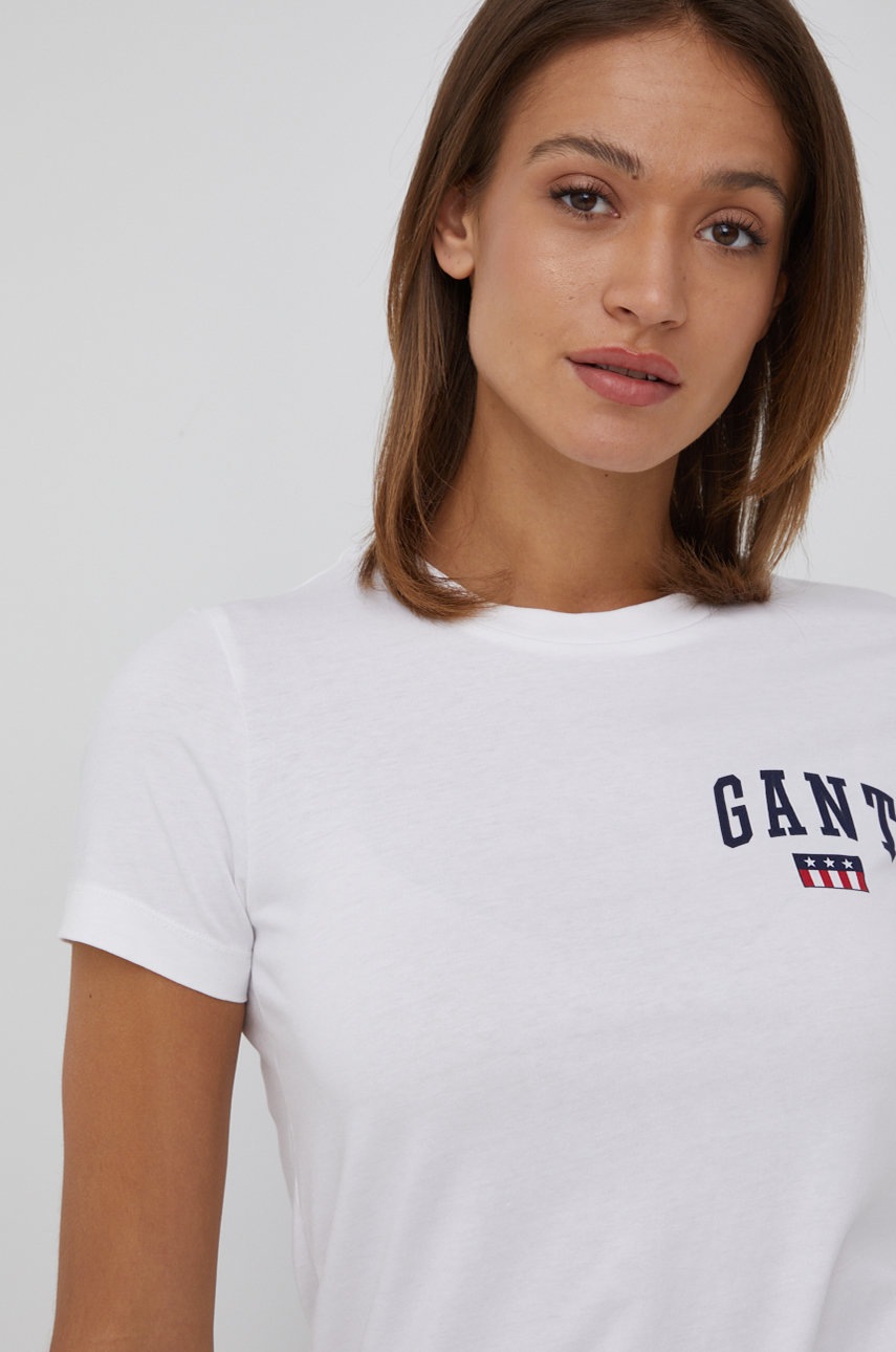 

Памучна тениска Gant в бяло, Бял