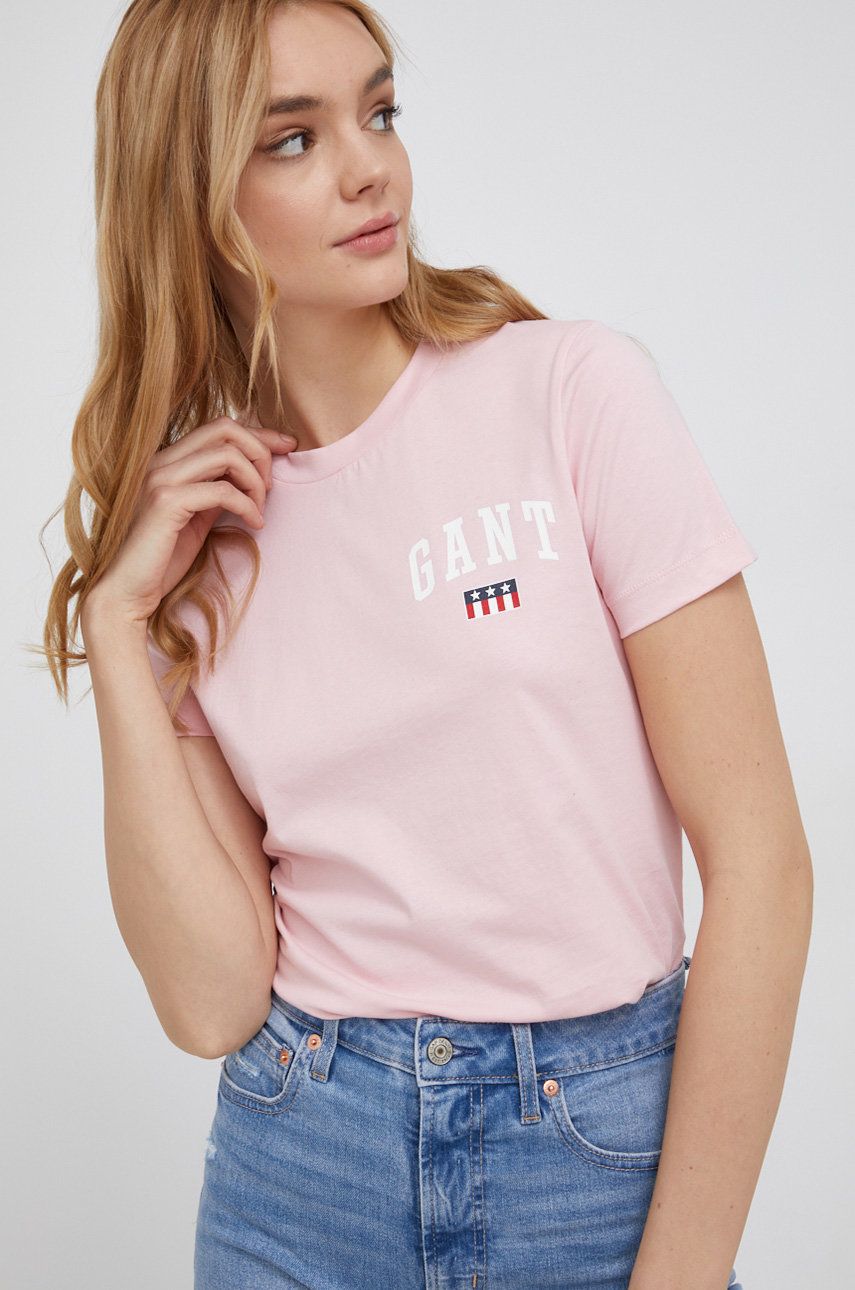 Gant Tricou din bumbac culoarea roz answear.ro imagine megaplaza.ro