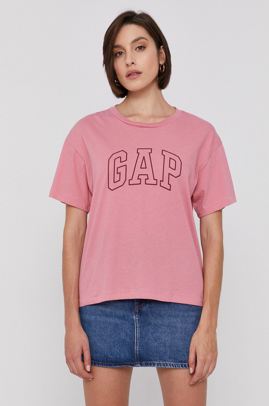 GAP T-shirt bawełniany kolor różowy