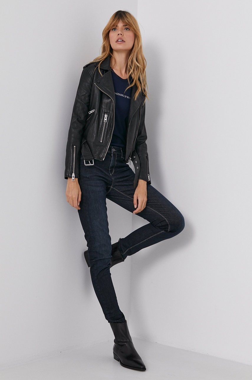 Βαμβακερό μπλουζάκι United Colors of Benetton χρώμα: ναυτικό μπλε φωτογραφία