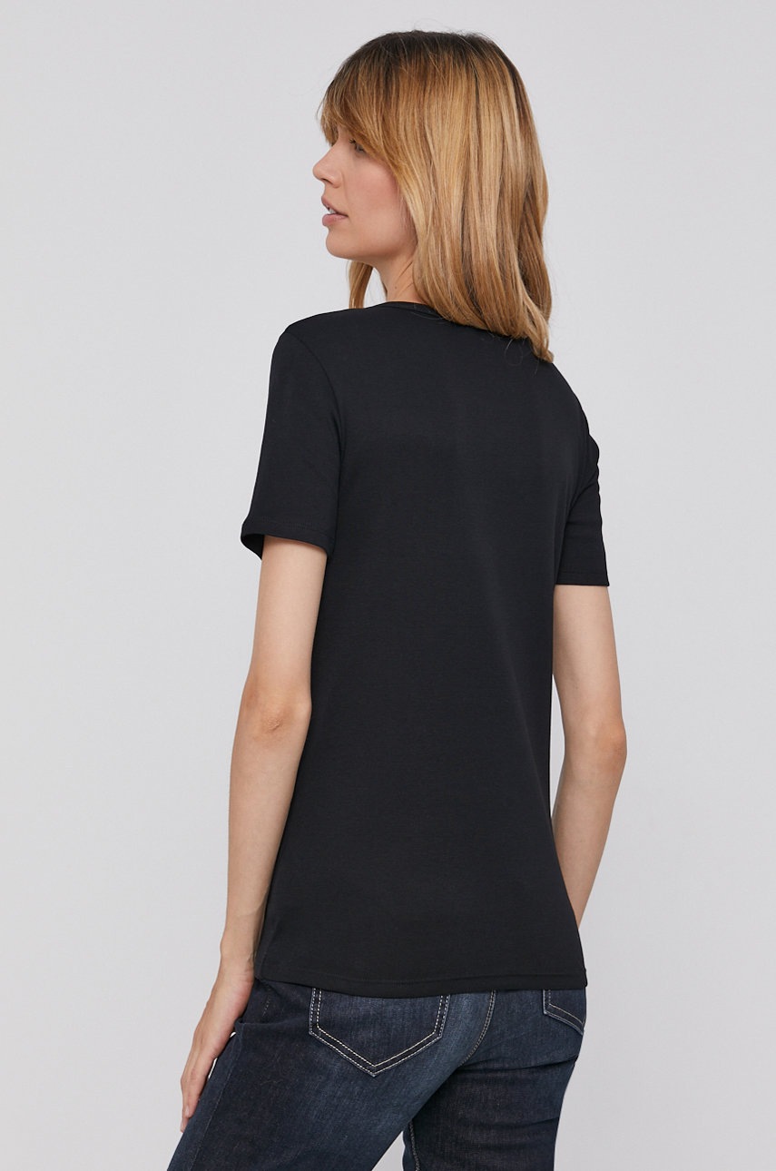 Βαμβακερό μπλουζάκι United Colors of Benetton χρώμα: μαύρο φωτογραφία