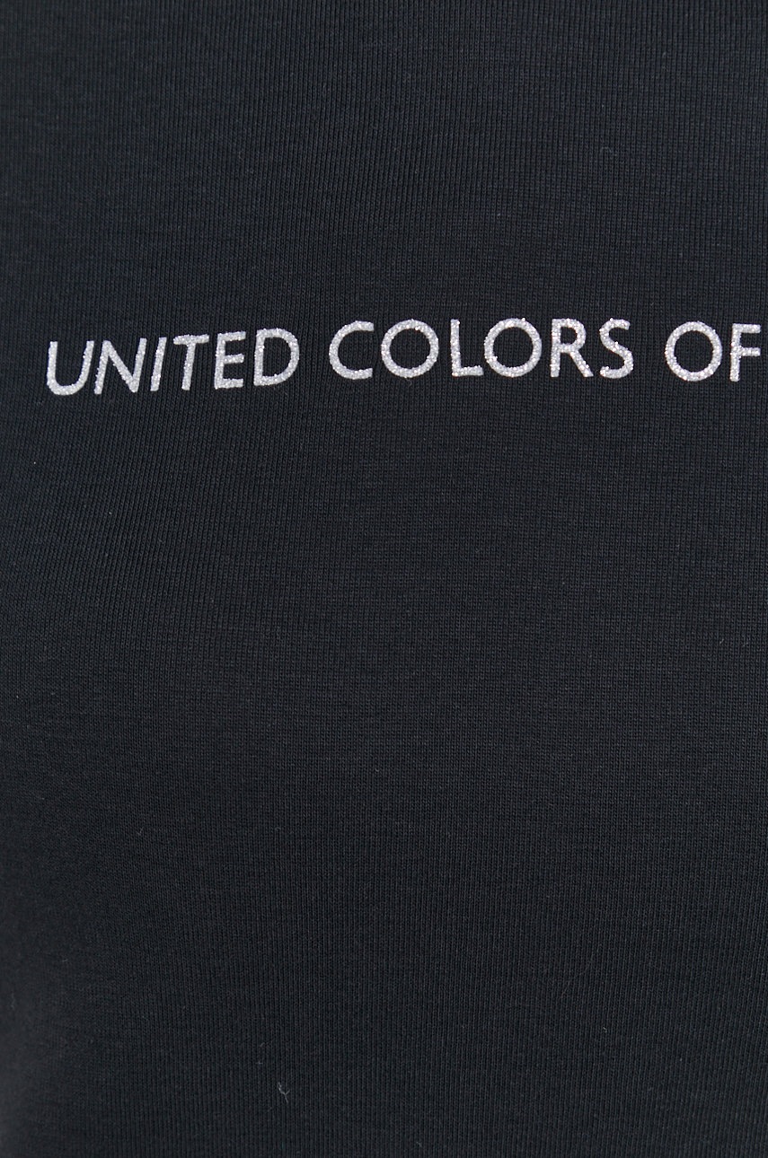 Βαμβακερό μπλουζάκι United Colors of Benetton χρώμα: μαύρο φωτογραφία