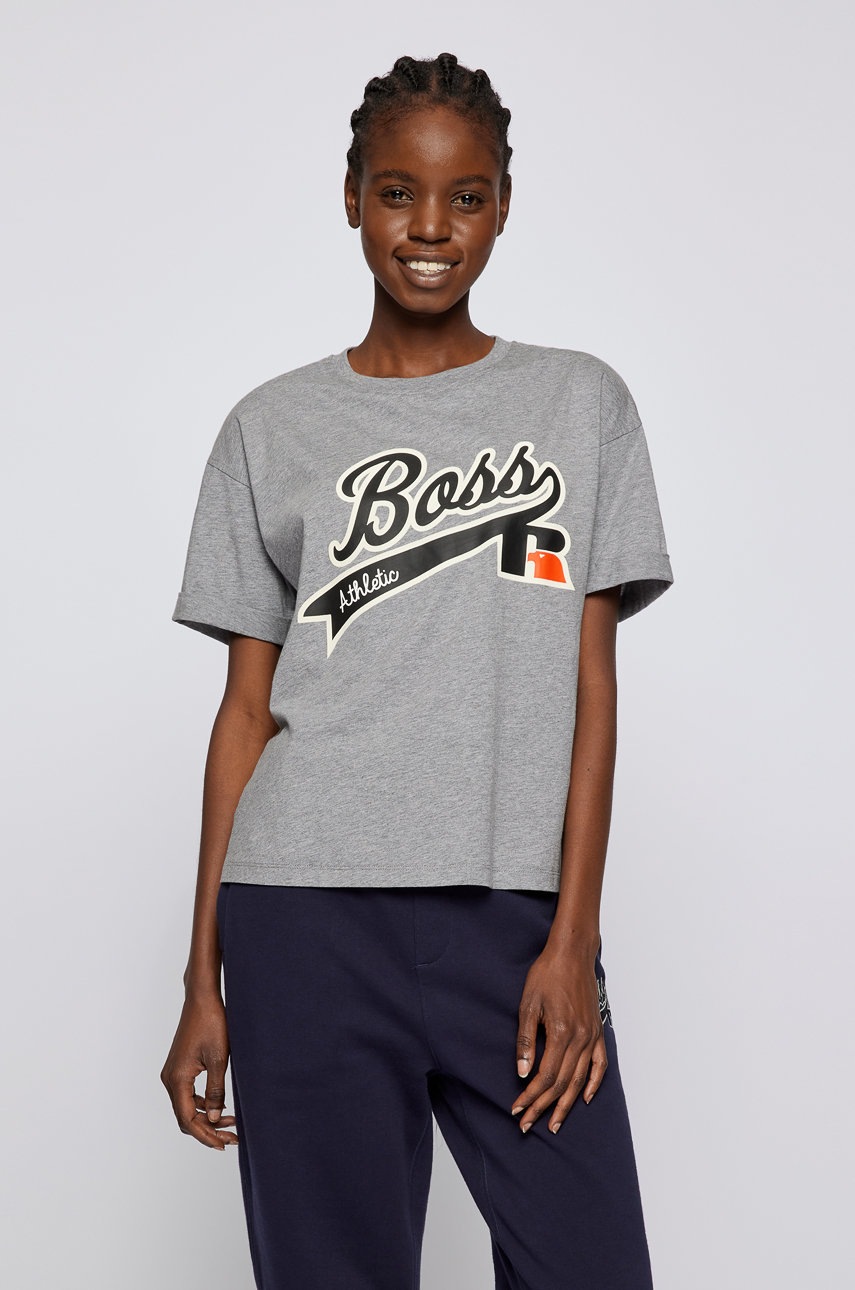 

Памучна тениска Boss в сиво, Сив