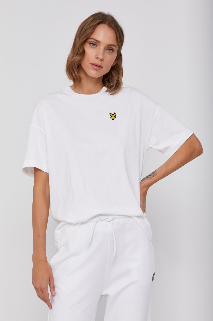 

Памучна тениска Lyle & Scott в бяло, Бял