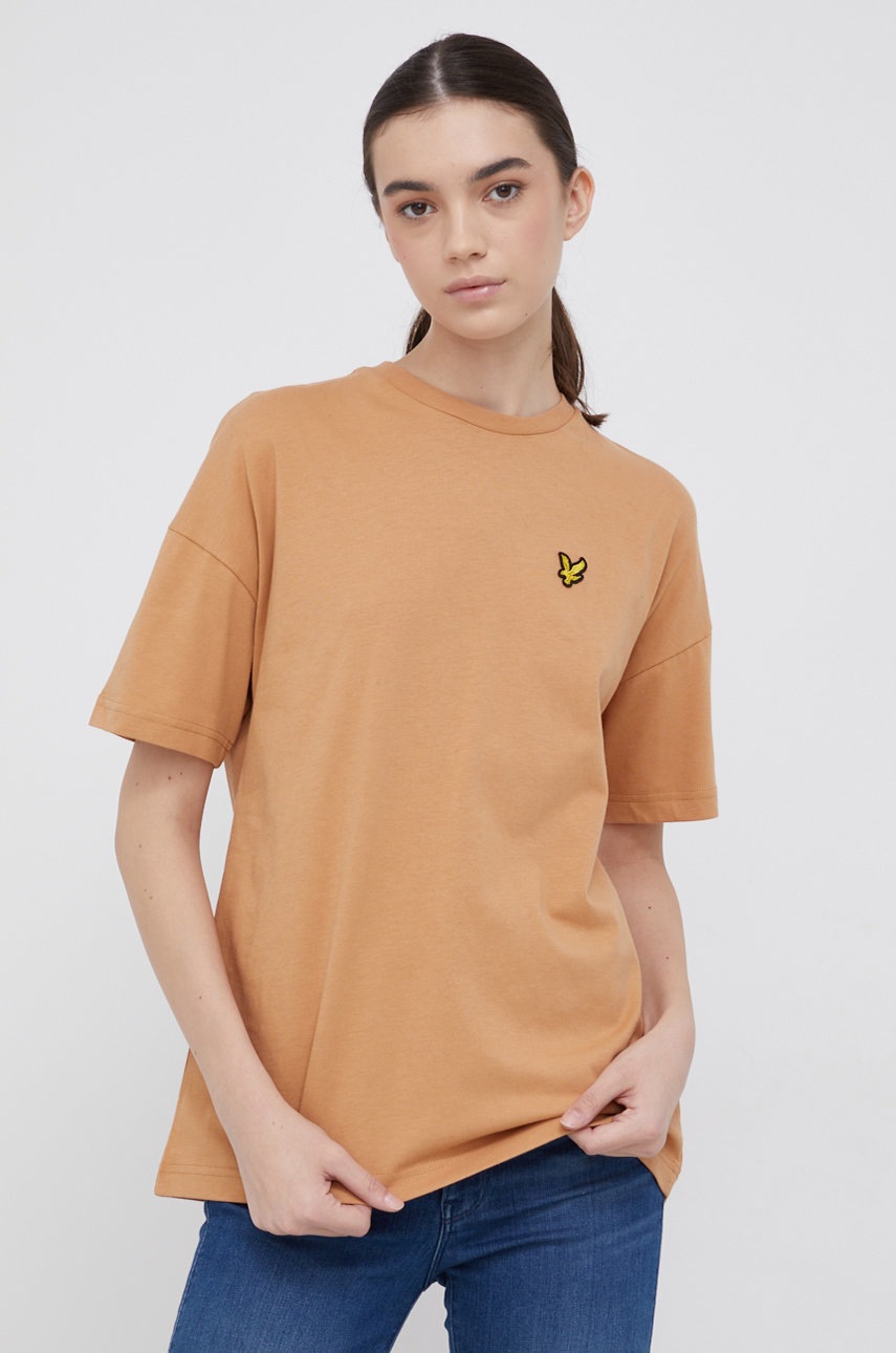 

Памучна тениска Lyle & Scott в бежово, Бежов