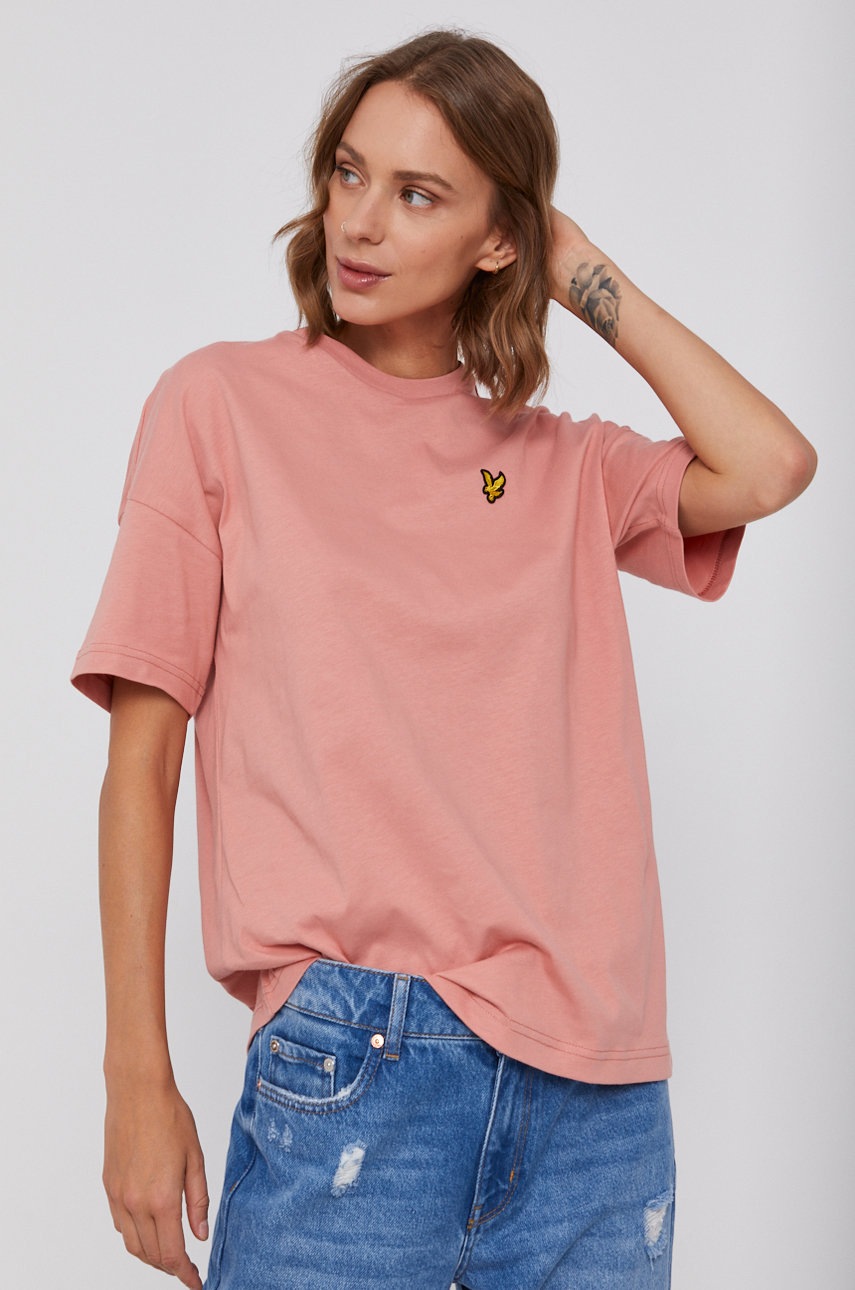 

Памучна тениска Lyle & Scott в розово, Розов