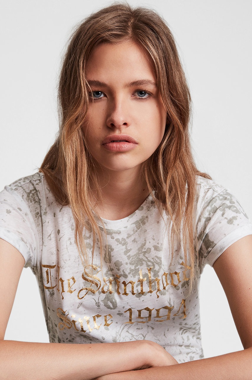

Хлопковая футболка AllSaints цвет белый