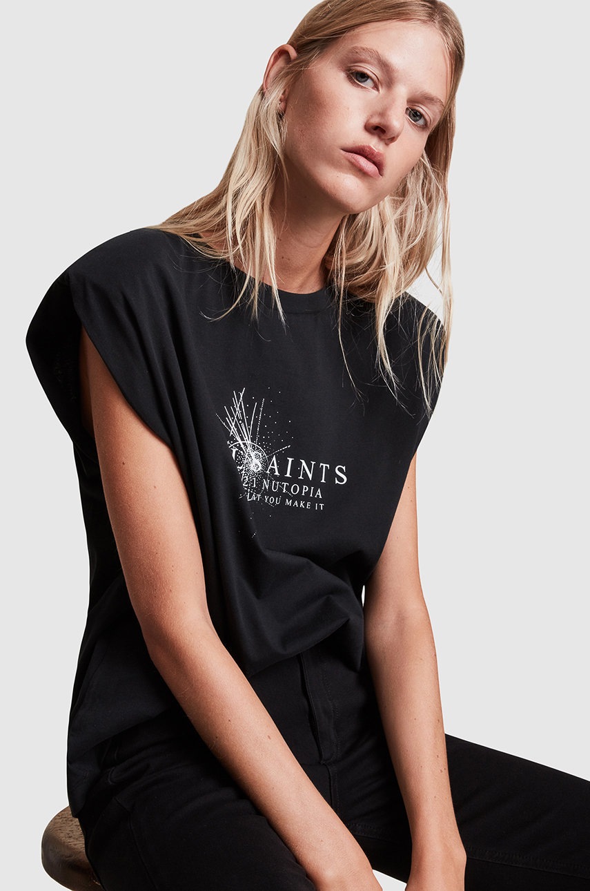 

Хлопковый топ AllSaints цвет чёрный
