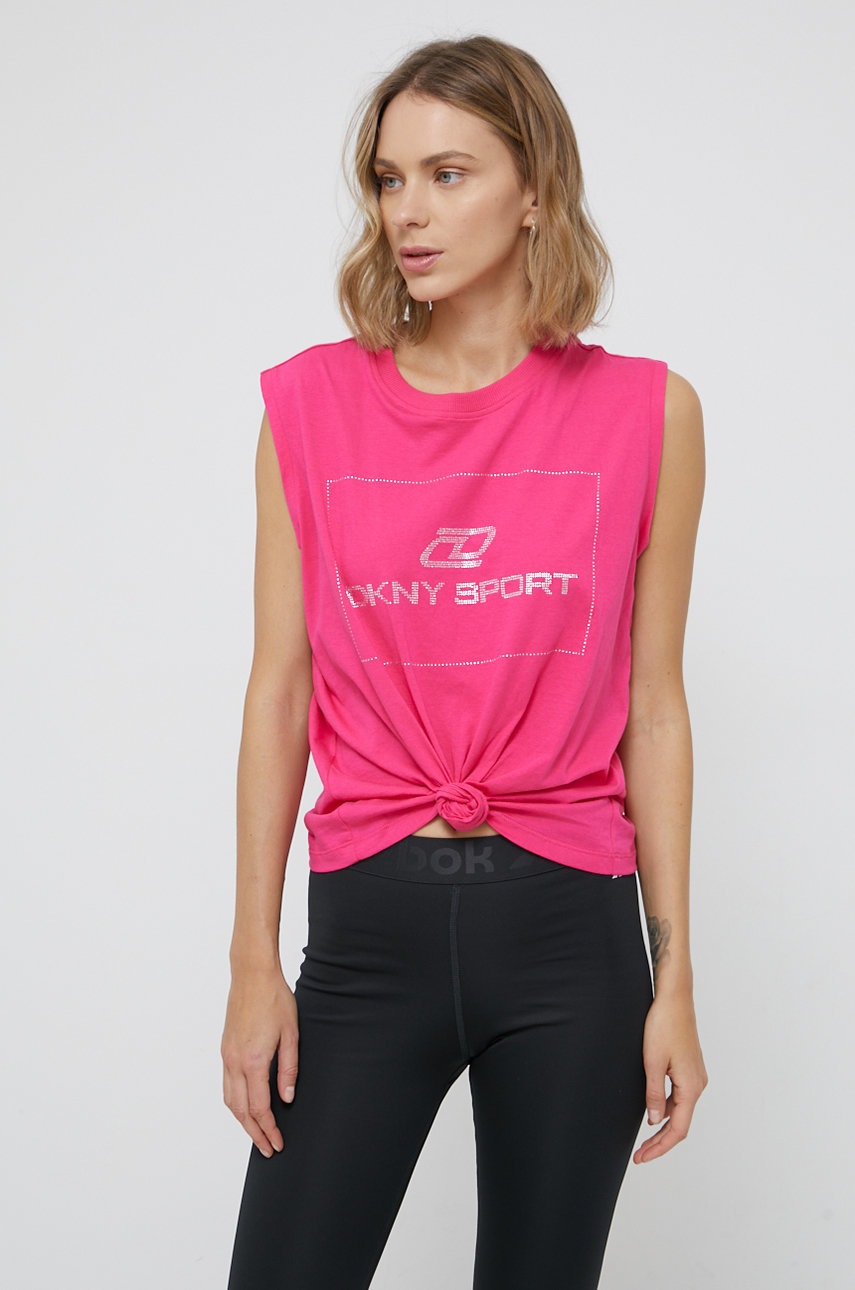 

Хлопковый топ Dkny цвет розовый