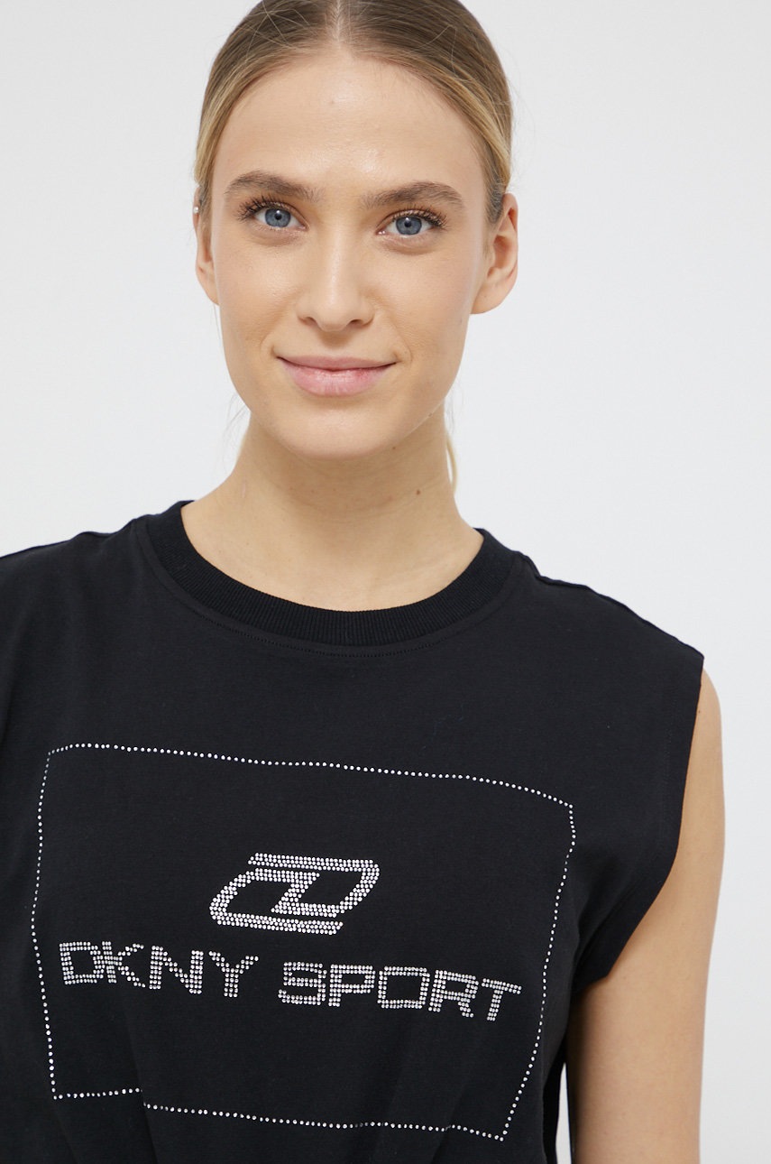 

Бавовняний топ Dkny колір чорний