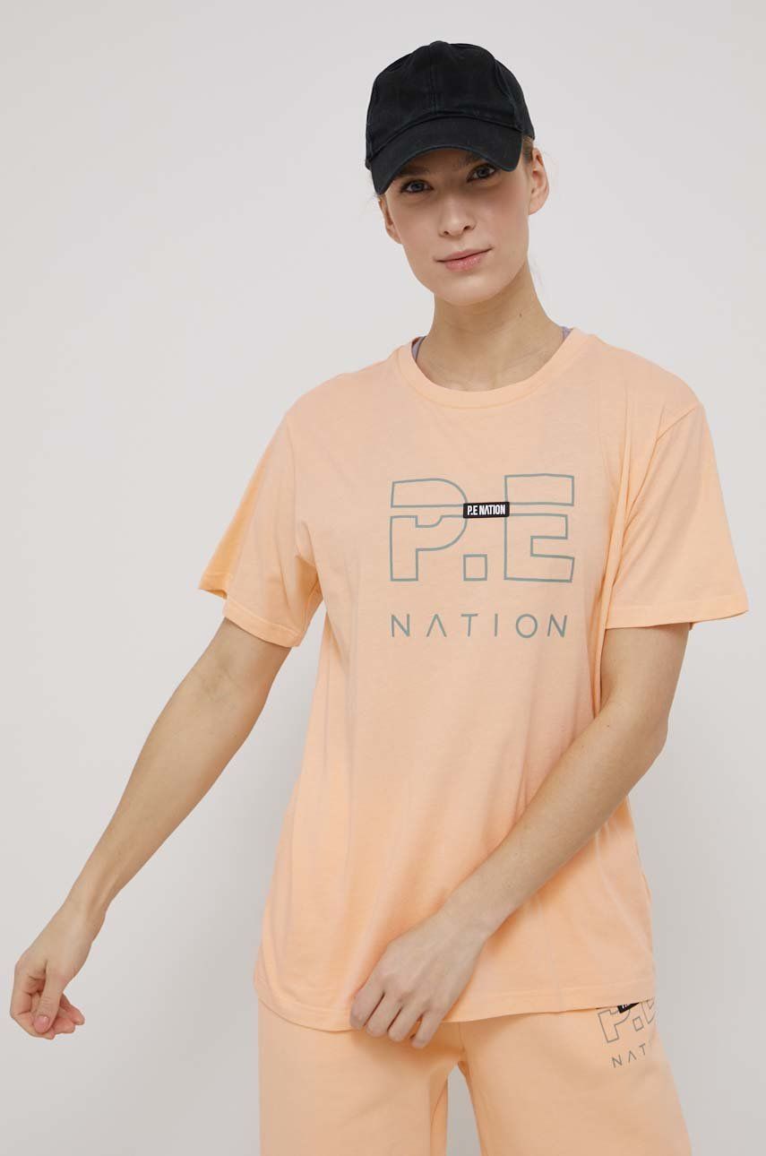 P.E Nation tricou din bumbac culoarea portocaliu answear.ro