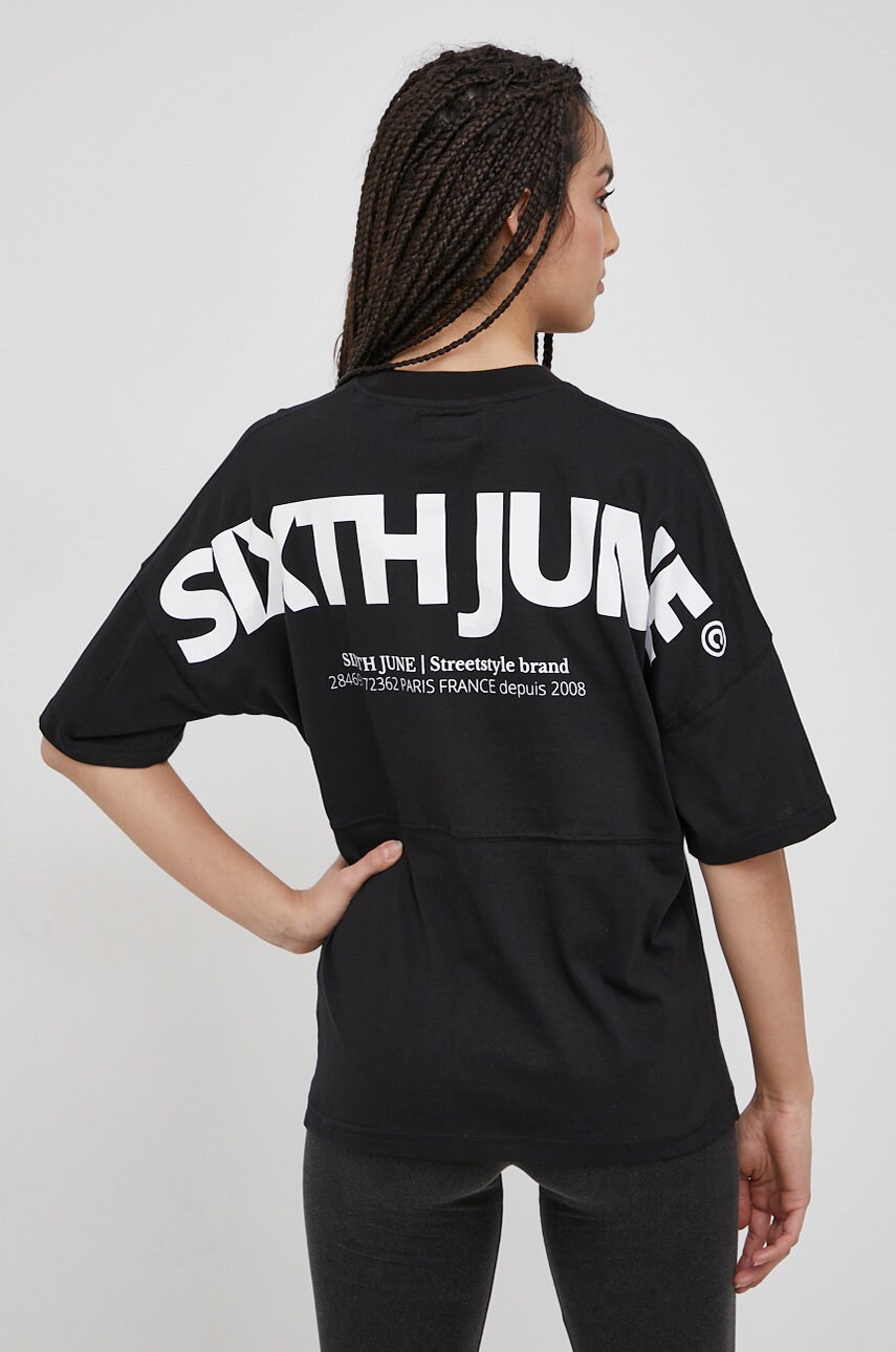 Sixth june tricou din bumbac culoarea negru