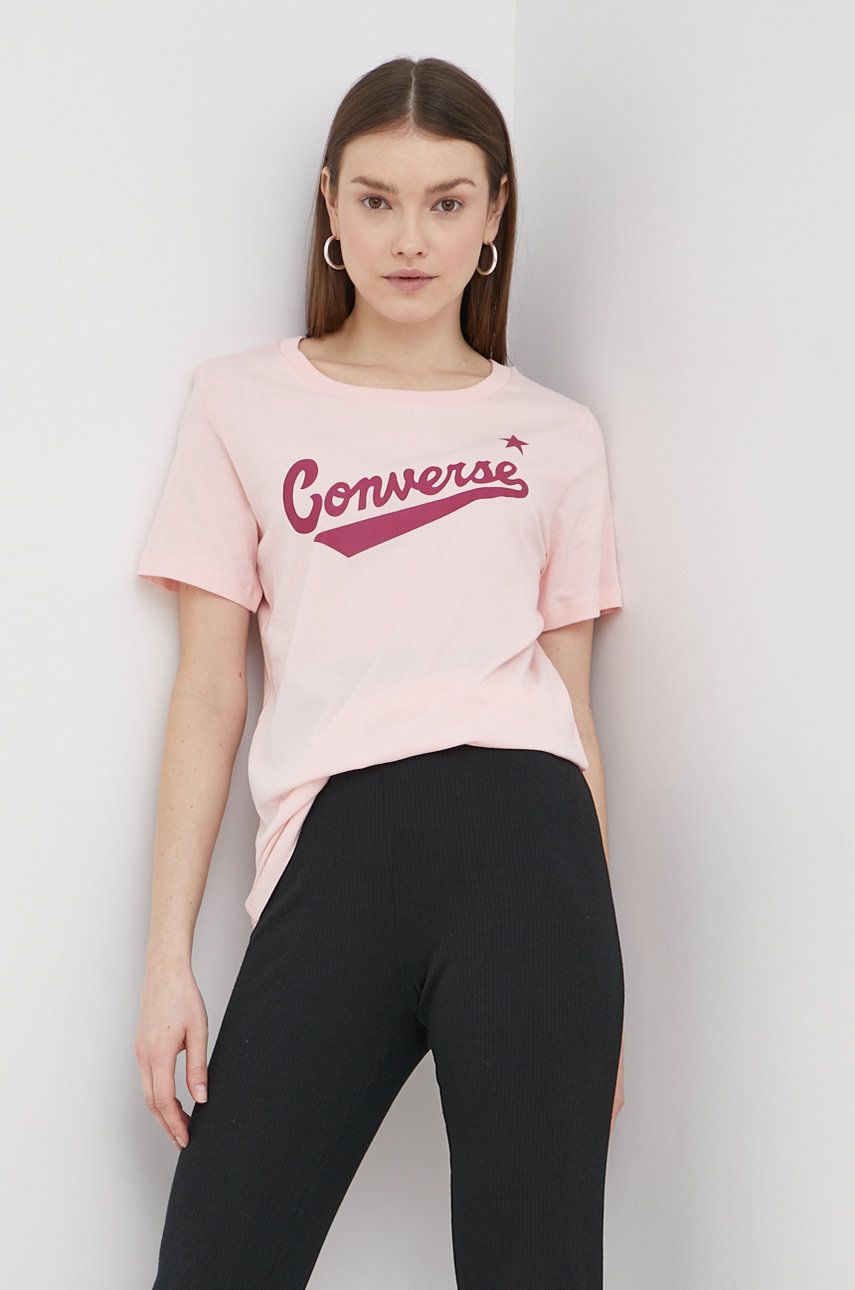 Converse Tricou din bumbac culoarea roz