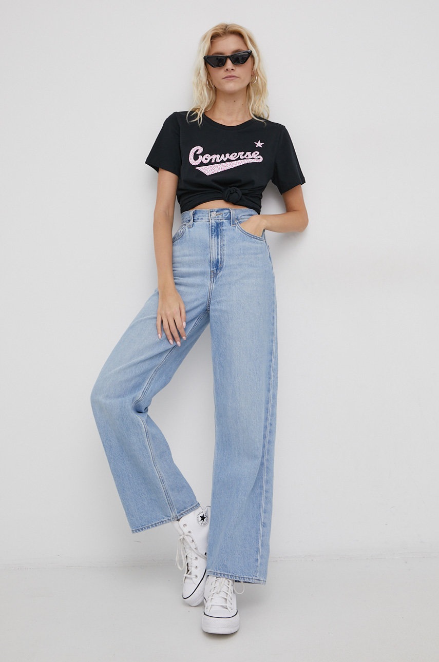 

Хлопковая футболка Converse цвет чёрный