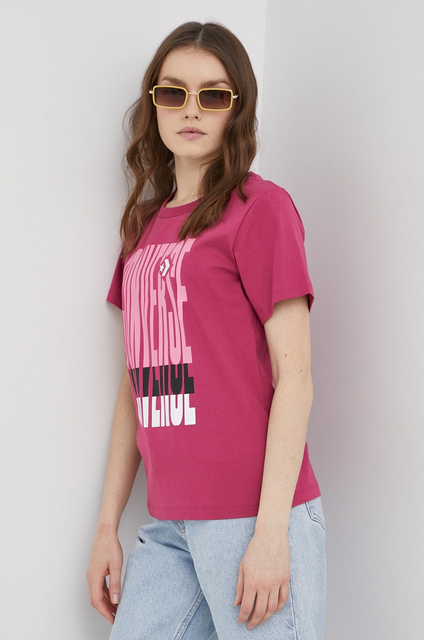 Converse T-shirt bawełniany kolor różowy