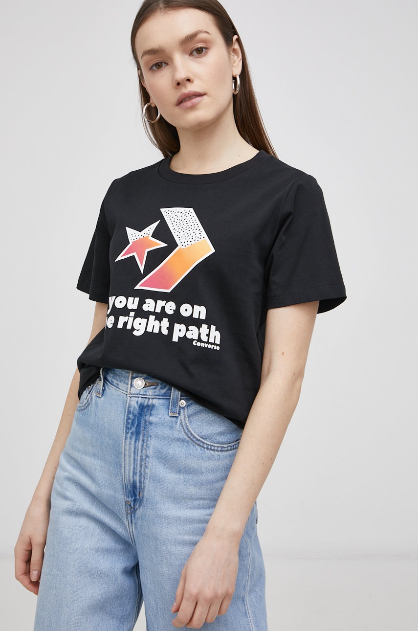

Хлопковая футболка Converse цвет чёрный