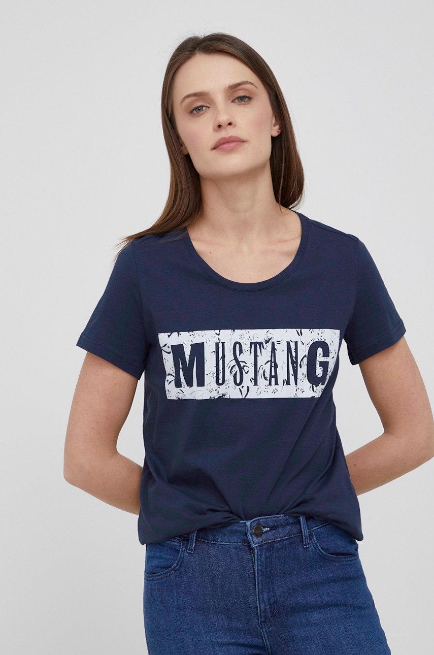 

Памучна тениска Mustang в тъмносиньо, Тъмносин