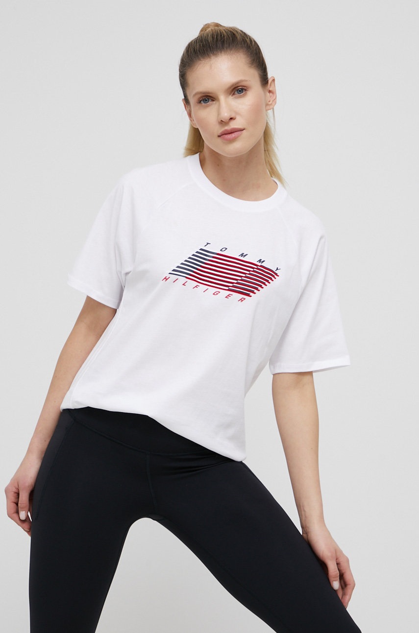 

Памучна тениска Tommy Hilfiger в бяло, Бял