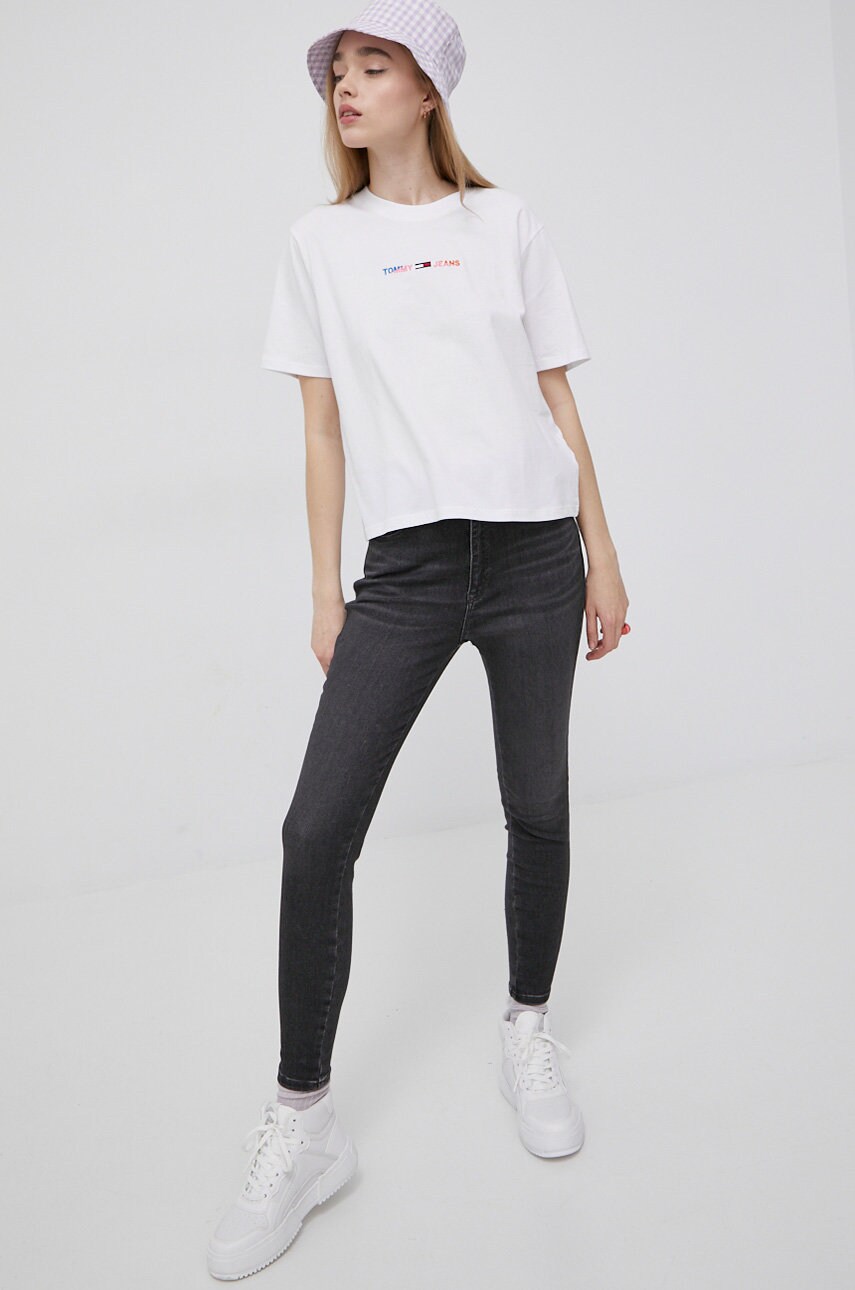 

Хлопковая футболка Tommy Jeans цвет белый