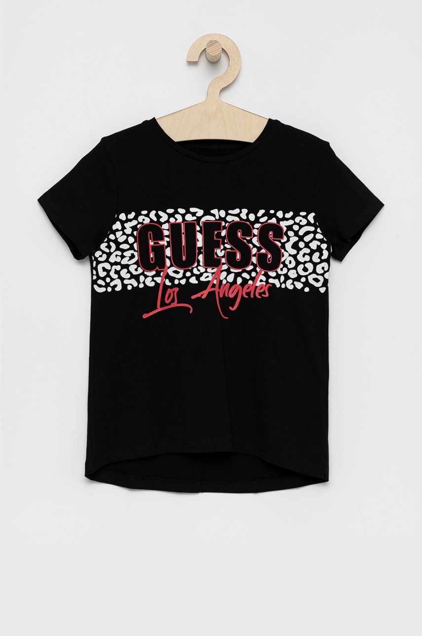 

Детска тениска Guess в черно, Черен