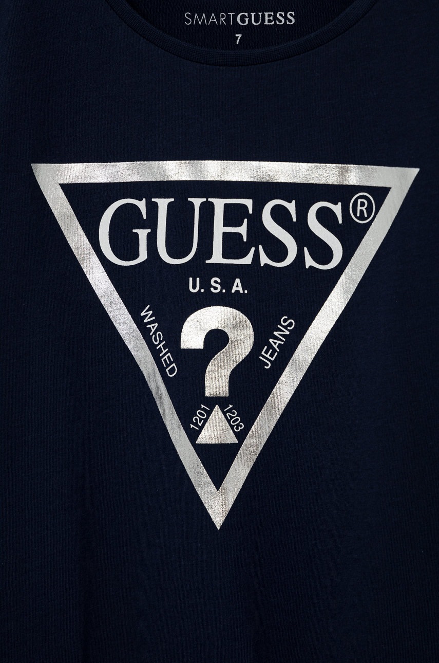 Детская хлопковая футболка Guess цвет синий